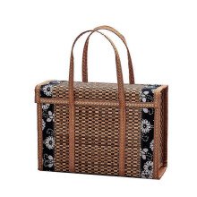 (B, Coffee) Fruit Basket Bamboo Woven Portable Simple Handheld Picnic Food Container Foldable Snacks Containers Kids 40x20x25cm,A