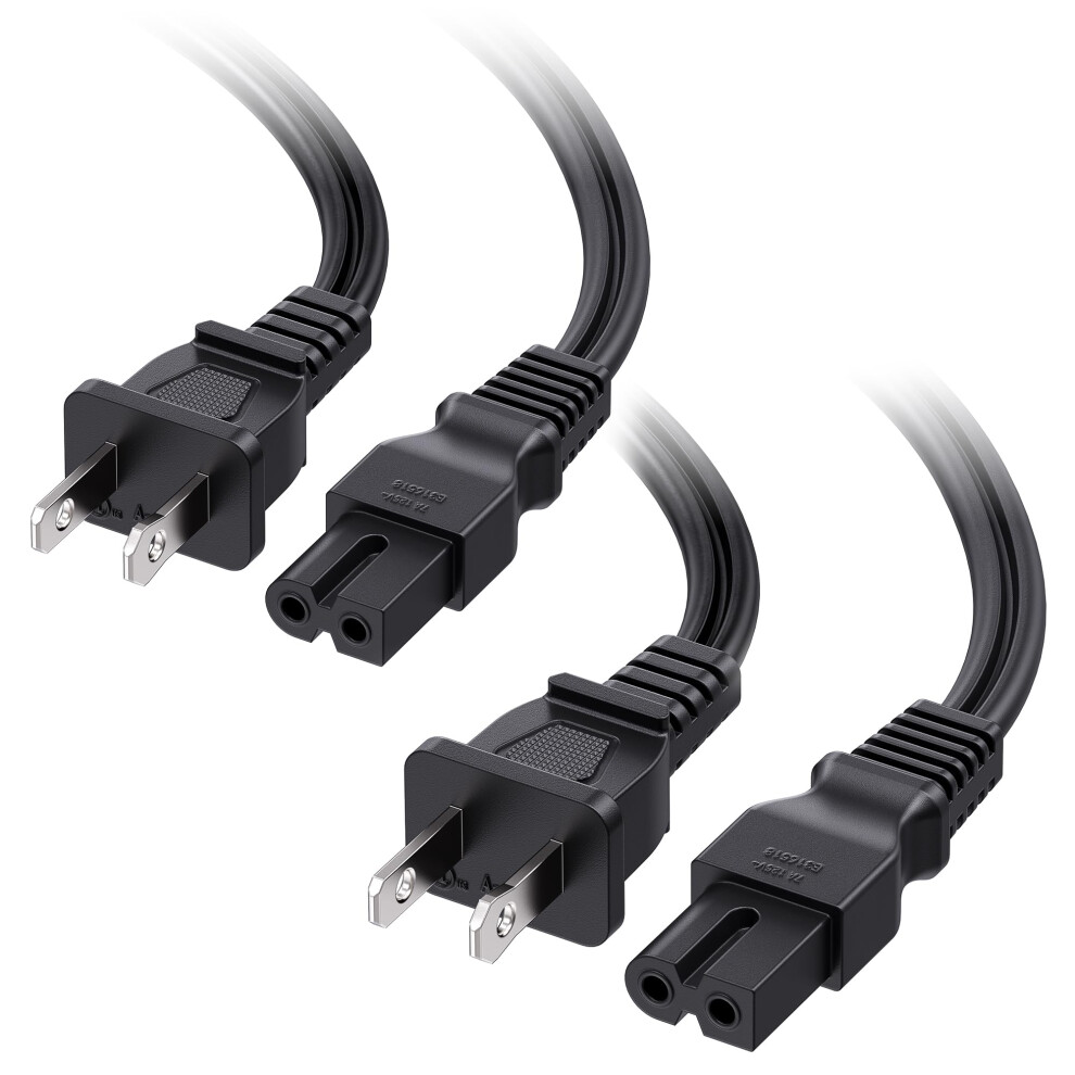 2-Pack 2 Prong Vizio Tv Power Cord Replacement - 15Ft, Nema 1-15P To Iec C7, Polarized Ac Power Cord For Ps2, Tv, And More 940534688162