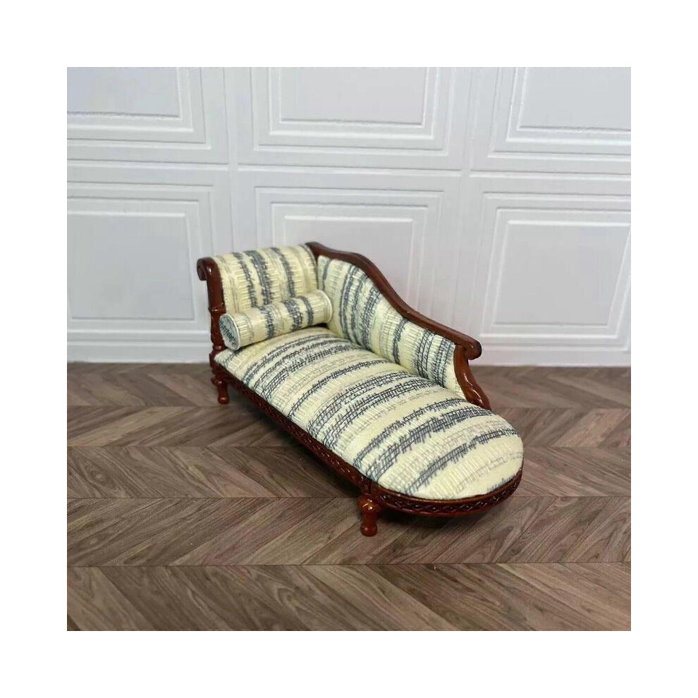 1:12 Dollhouse boutique scenes miniature carved sofa Satin Recliner Chaise couch