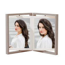 4x6 picture frame,Wooden BiFolding Rotating Photo Frame,Tabletop Vertical with HD Glass