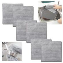 Double Stainless Steel Scrubber 2in1 Cast Iron Scrubber,Multipurpose NonScratch Scrubbing Wire Dishwashing Rags, Kitchen Cleaning Scrubber (6pcs)