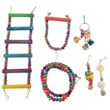 6 Pcs Bird Parrot Toys, Bird Swing Toy Colorful Chewing Hanging Hammock Swing Bell Pet Climbing Toys Bird Toys for Parrots, Parakeet, Conure, Cockatie