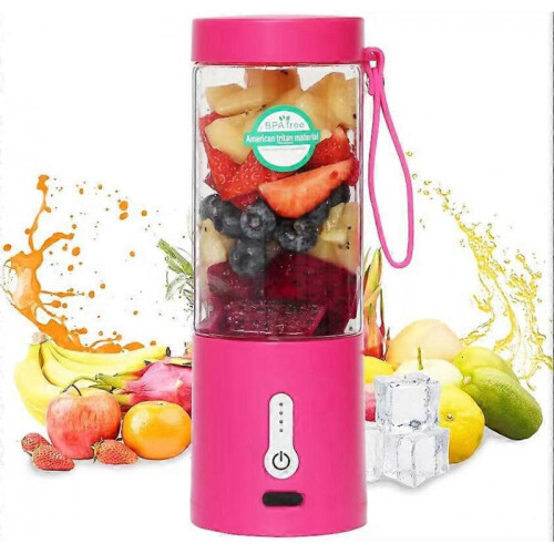 (Rose red) 400ml Portable Usb Electric Fruit Juicer Smoothie Maker Blender Shaker Bottle