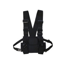 Radio Walkie Talkie 3 Pocket Pack Bag Harness with Zipper for Pack Vest Pouch Carry Cas