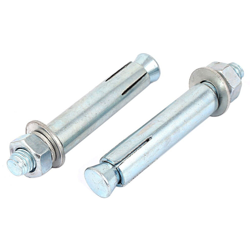 Iivverr M12x100mm Zinc Plated Hex Nut Expansion Bolts Screws Sleeve Anchor 2Pcs 820064788221
