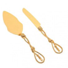 2pcs Cake Knife Easy Clean Comfortable Grip Zinc Alloy Wedding Cake Dessert Set for Party FT