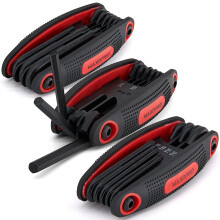25pc Folding Allen Wrench Set – Pack of 3 Metric and SAE Hex Keys Set, Torx Wrench Set Included Premium Allen Key Set with Soft Rubberized Grip