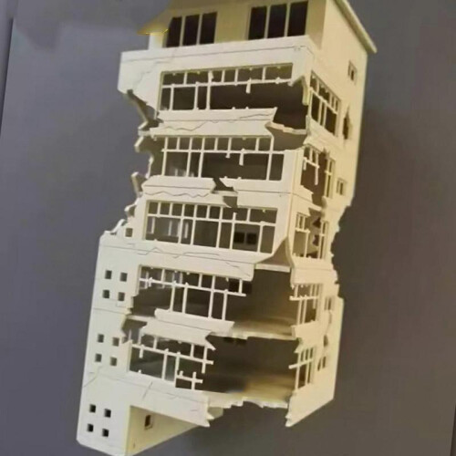 (1-144) 1:144 Scale Damaged Office Building Kit for Train Layouts & DIY Scenery - Plastic Model 2