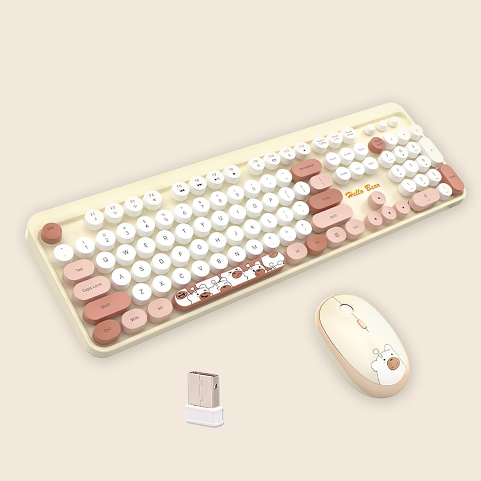 2.4G Full-Size Wireless Keyboard And Mouse Combo, Multi-Color Typewriter Style Round Keycap 940534690103