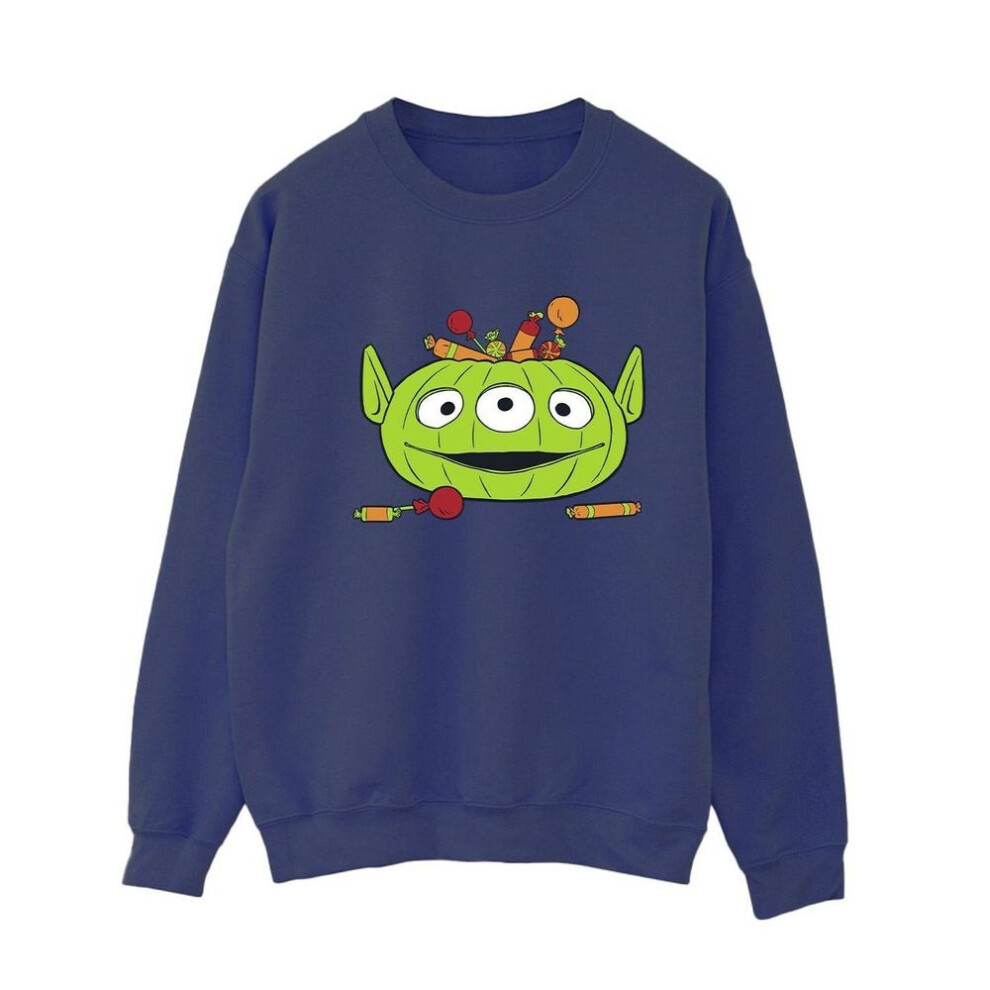 (3XL, navy blue) Toy Story Womens/ladies Alien Pumpkin Basket Halloween Sweatshirt