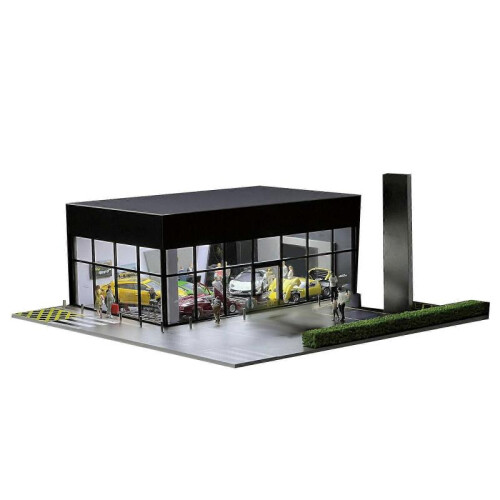 (A) 1/64 Diorama Car Garage Model LED Lighting City Building Backdrop Scene Model