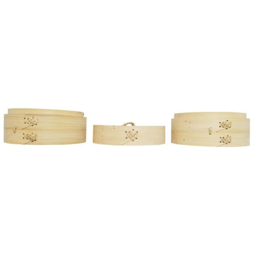 3 Piece Set - Bamboo Er Basket - Dumpling Bun Er - for Ing, Buns, Dim Sum, Ve 2