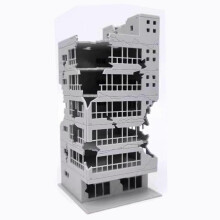 (1-100) 1:144 Scale Damaged Office Building Kit for Train Layouts & DIY Scenery - Plastic Model