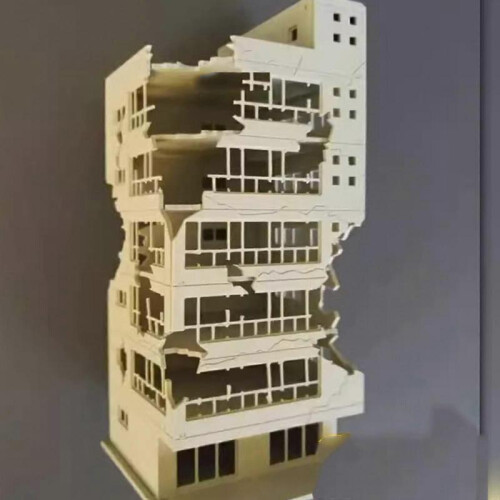 (1-100) 1:144 Scale Damaged Office Building Kit for Train Layouts & DIY Scenery - Plastic Model 2