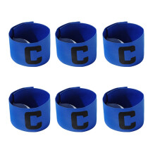6 Pcs Adjustable Elastic Soccer Captain Armband Arm Bands Football Basketball Player Bands for Youth Adult Blue