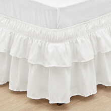 Camel Bed Skirt King Size 16 Inch Drop, Elastic Bed Skirting for Bed Base and Frame