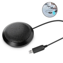1 Pcs Conference Usb Microphone, Computer Desktop Mic with Led Indicator, Plug &amp; Play Omnidirectional Condenser Pc Laptop Mics for Online Meeting/