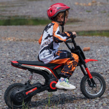HOMCOM 24V Kids Electric Motorbike - Red, Twist Grip Throttle, 2 Speeds (8/16 km/h), 30-Min Run Time, Music & Horn