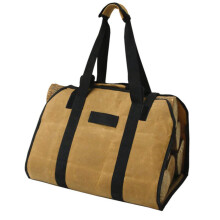 Canvas Firewood Carrier Log Tote Bag, Waxed Canvas for Indoors and Outdoor, Khaki