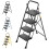 4 Step Ladder, Foldable Step Stool, Steel Folding Stool for Household Garage Storage (Black) 1