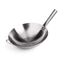 Stainless Steel Multi Ply Clad Wok, Round Bottom Wok No Chemical Chinese Iron Pot,No Nonstick Coating Stir Fry Pan (Size : 36cm/14.1in)