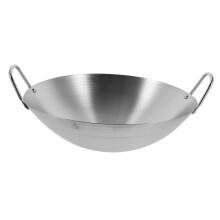 Cooking Wok Stainless Steel Wok Pan Stir Fry Pan Flat Bottom Chinese Wok Non - stick 30CM
