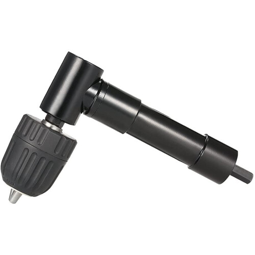 Right Angle Extension Chuckt with Hex Shank Power Tool Accessory Black 1set