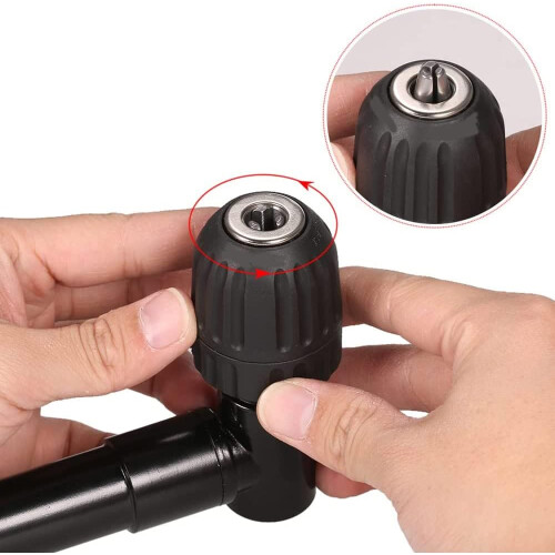 Right Angle Extension Chuckt with Hex Shank Power Tool Accessory Black 1set 2