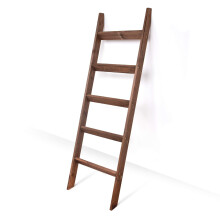 5 ft Premium Wood Rustic Ladder Shelf, Brown, Wall Mount
