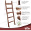 5 ft Premium Wood Rustic Ladder Shelf, Brown, Wall Mount 5
