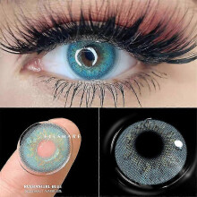 (RUSSIAN GIRL-BLUE) 2pcs Color Contact Lenses Colored Lenses For Eyes Beauty Makeup Color Lenses Yearly Use Eye Lens Color Cosmetic Contact