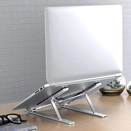 Stand and Mount Compatible with Alienware x14 - Compact QuickSwitch Laptop Stand, Multi Angle Viewing Foldable Riser - Metallic Silver 2