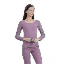 (L, Purple) Silk Women's Silk Thermal Underwear Sets,silk Long Underwear Sets