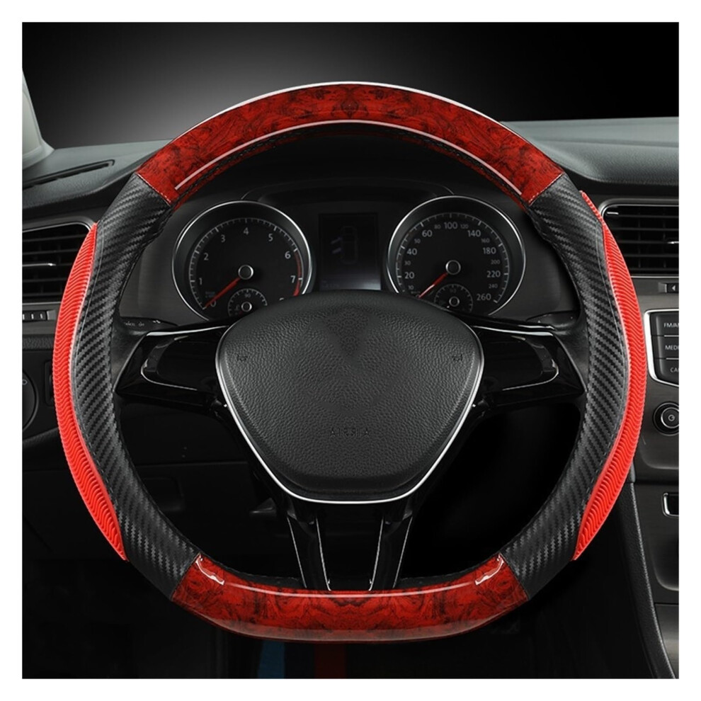 Car Steering Wheel Cover Set Car Steering Wheel Cover D Type Carbon Fiber Mahogany Comfortable Shockabsorbing Car Interior (Color : 4) Grain 820064793454