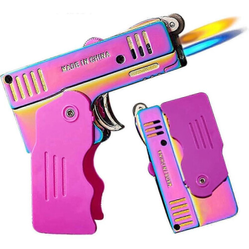 Torch Lighter, Switchable Jet Flame Lighter Butane Refillable with Lockable Function, Windproof Adjustable Jet Flame And Soft Flame, Cool Foldable Gun
