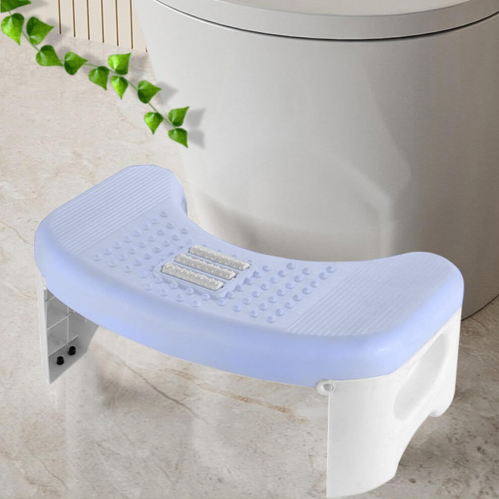 Blue Foldable Toilet Stool, 7 Inch Bathroom Squat Toilet Poop Stool Adult Nonslip