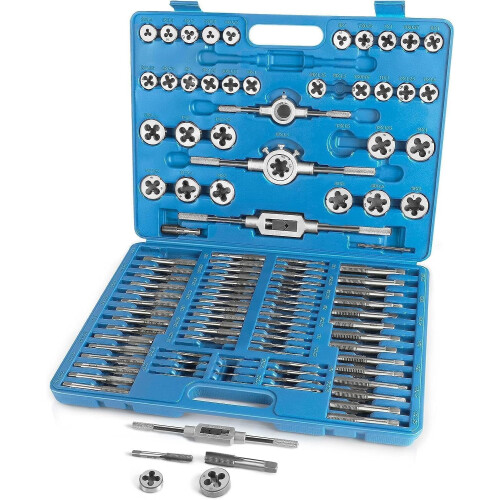 Metric Tap and Die Set 110 PCS M2M18 Rethreading Kit for Making Screw Threads for Cutting External and Internal Thread Threading with Storage Case