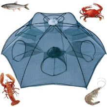 Upgraded Fishing Bait Foldable Net Trap Cast Dip Cage Crab Fish Minnow Crawdad Shrimp