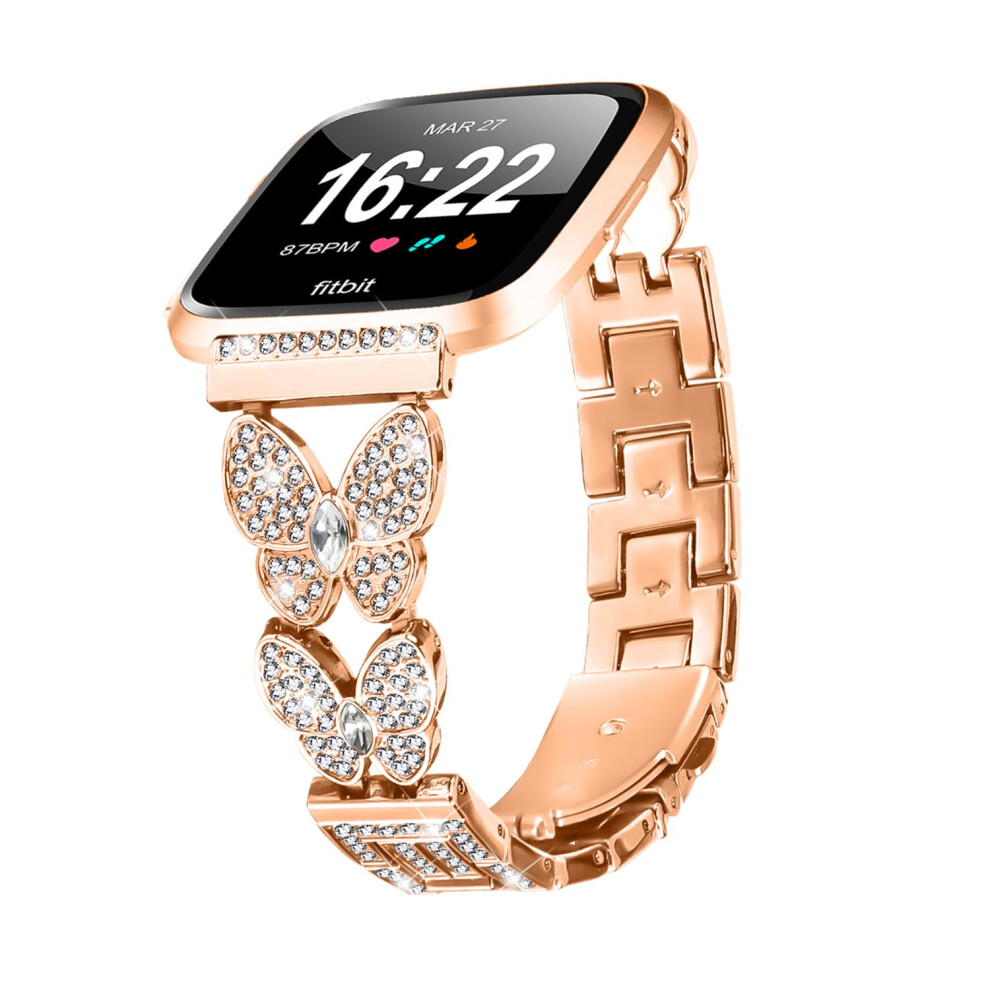 Bling Bands Compatible With Fitbit Versa/Versa 2/Versa Lite, Glitter Metal Bracelet Straps Luxurious Rhinestone Replacement Wristband For Women 940534695986