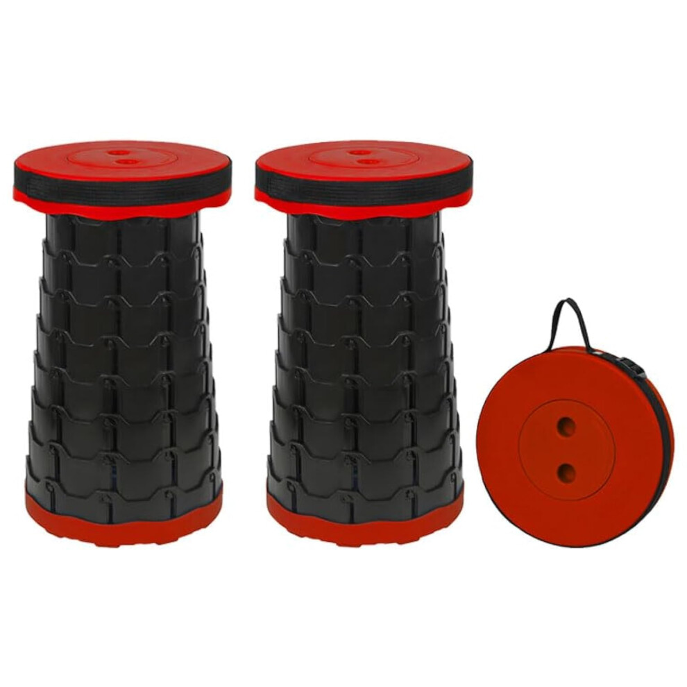 2 Pack Collapsible Stool Retractable Foldable Chair Outdoor for Fishing Hiking Trips BBQ Red 2 Pack-image-OPC-PHXWD6C-NEW