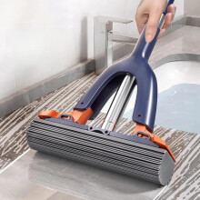 Self Squeeze Mini Mop, Small Mop Cleaning Sponge mop for kitchen Counter Desktop (Navy Blue)