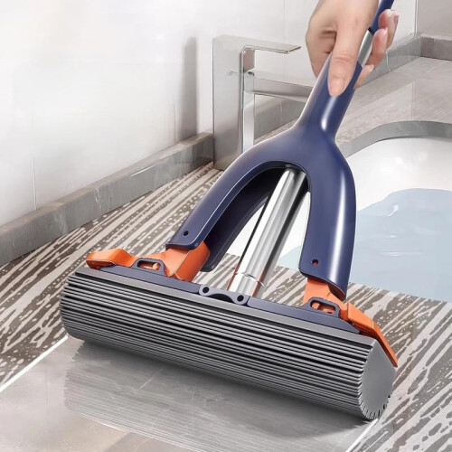 Self Squeeze Mini Mop, Small Mop Cleaning Sponge mop for kitchen Counter Desktop (Navy Blue)