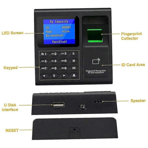 Time Attendance Machine Fingerprint Password Time Clock for Employee with Finger Scan, Rfid And Pin 1