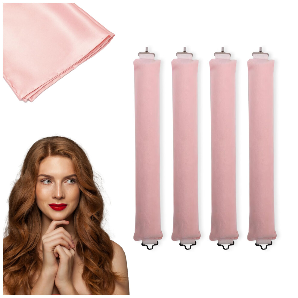 Heatless Velvet Hair Curlers - 4-Piece Overnight Rollers Set with Satin Scarf for Curls