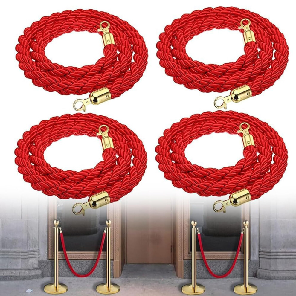 Stanchion Rope,Queue Barrier Rope With Polished Snap Gold Hooks,Twisted Queue Rope 820064797957