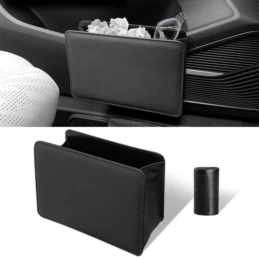 Car Trash Can, Auto Leather Trash Bin Garbage Organizer Holder With One Roll Trash Bag 940534700116
