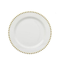 Decorline Beaded Collection White Gold 7.5'' Plstic Salad/Desert Plates, Elegant Design Tableware, for All Occasions : 60Plates, DE4762