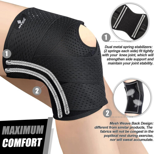 Knee Brace for Knee Pain, Compression Knee Support with Air Mesh Fabric, Adjustable Wrap 1