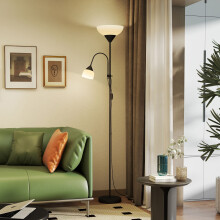 (Black) HOMCOM Mother-Child Floor Lamp Duo Light with 3 Colour Temperatures