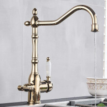 Kitchen Sink Faucet for Bar Farmhouse Commercial, Gold Kitchen Filter Faucet, Pure Water 360 Rotation